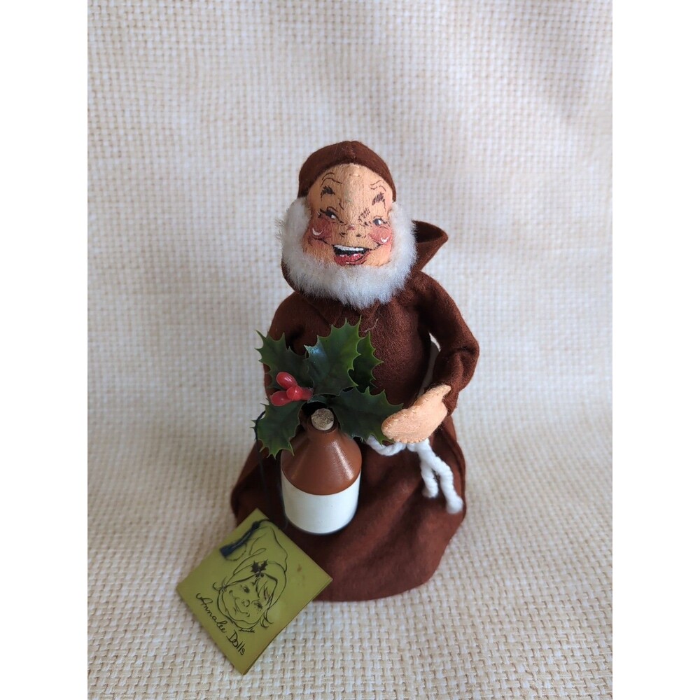 Vintage Annalee Doll Monk Cask Holly Christmas Decoration